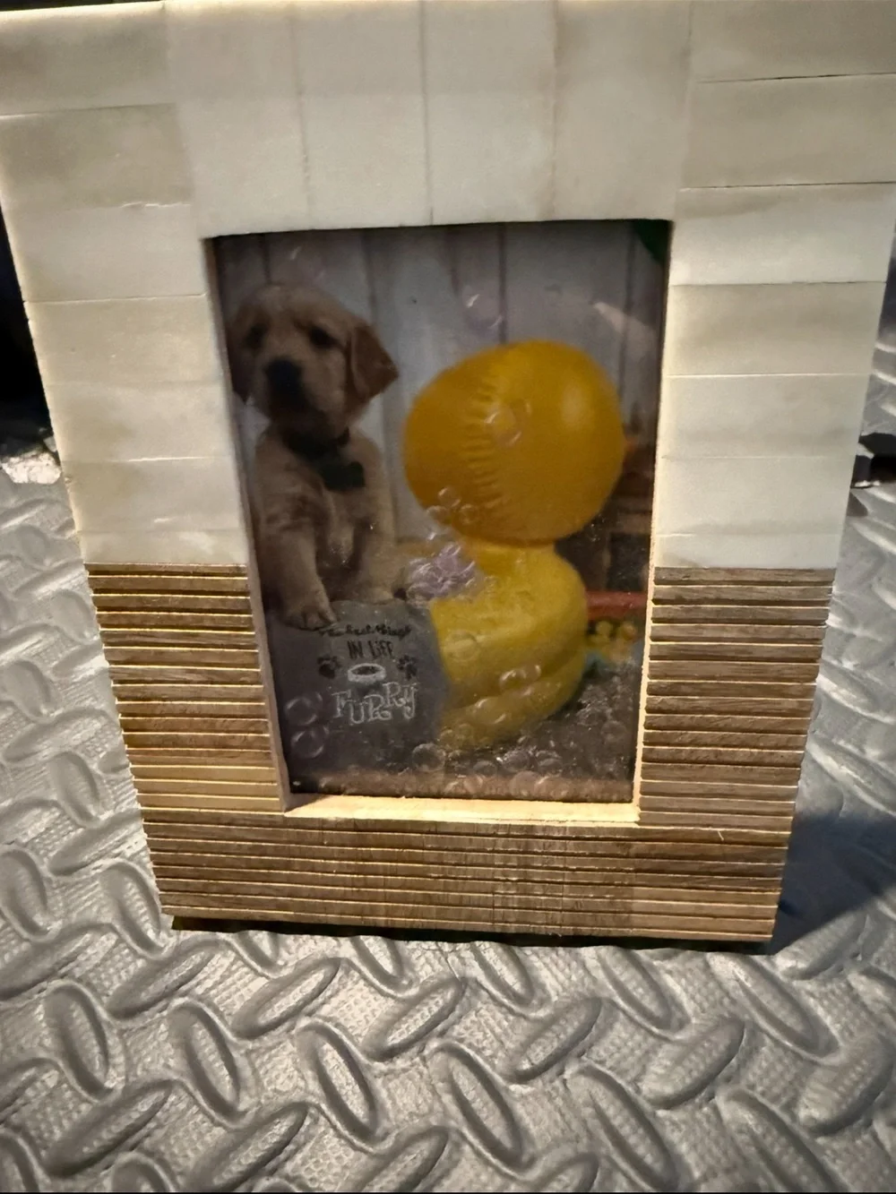 Cream and Brown Striped Wood Photo Frame